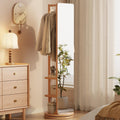 WoodsWhisper Full Length Mirror Coat Rack Solid Wood Floor Mirror 66"x12" Full Length Mirror with Stand Long Mirrors for Bedroom,Living Room (Natural, 66" Lx12 W)