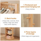 WoodsWhisper Full Length Mirror Coat Rack Solid Wood Floor Mirror 66"x12" Full Length Mirror with Stand Long Mirrors for Bedroom,Living Room (Natural, 66" Lx12 W)