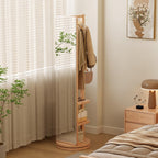 WoodsWhisper Full Length Mirror Coat Rack Solid Wood Floor Mirror 66"x12" Full Length Mirror with Stand Long Mirrors for Bedroom,Living Room (Natural, 66" Lx12 W)