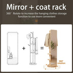 WoodsWhisper Full Length Mirror Coat Rack Solid Wood Floor Mirror 66"x12" Full Length Mirror with Stand Long Mirrors for Bedroom,Living Room (Natural, 66" Lx12 W)