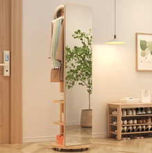 Specchio da Terra in Legno Massiccio – Girevole con Appendiabiti!