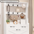 3-Drawer White Shoe Cabinet with Coat Rack