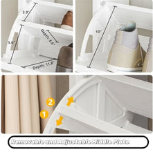 3-Drawer White Shoe Cabinet with Coat Rack