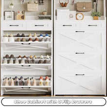3-Drawer White Shoe Cabinet with Coat Rack