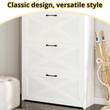 3-Drawer White Shoe Cabinet with Coat Rack