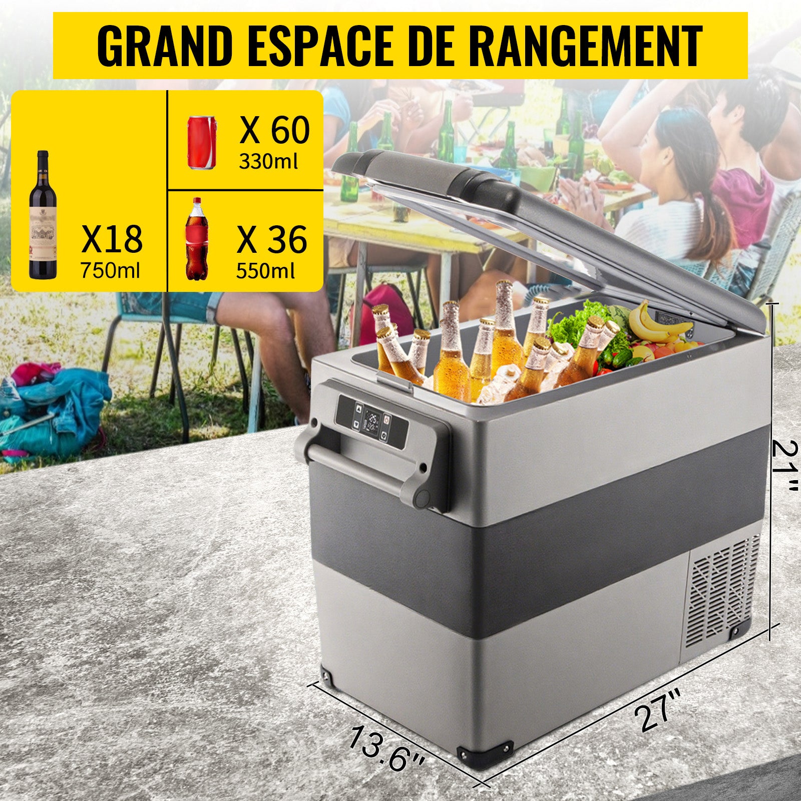 VEVOR Mini Portable Car Fridge, 55L Car Cooler