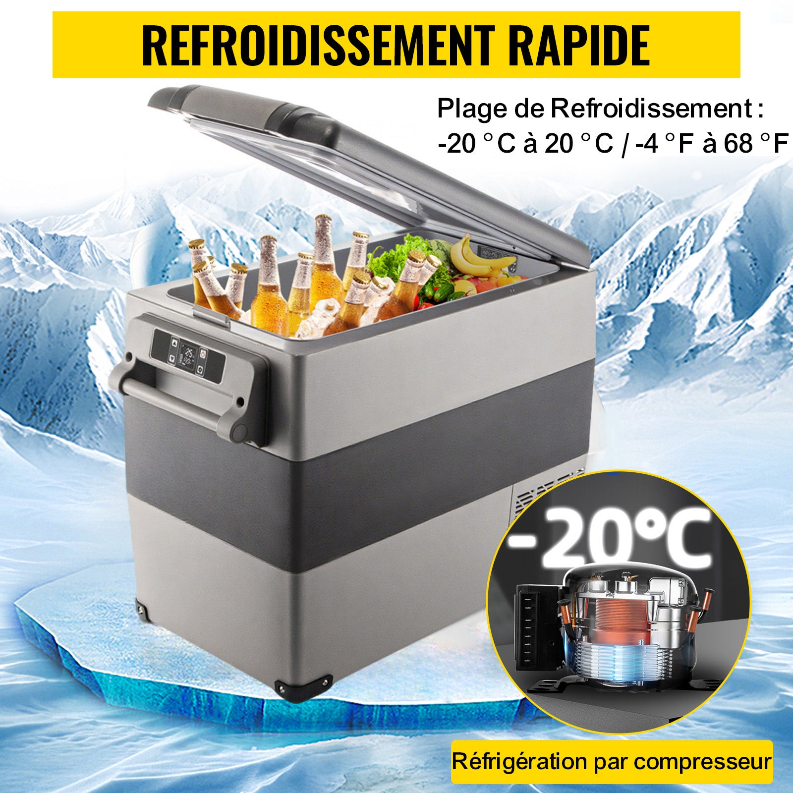 VEVOR Mini Portable Car Fridge, 55L Car Cooler